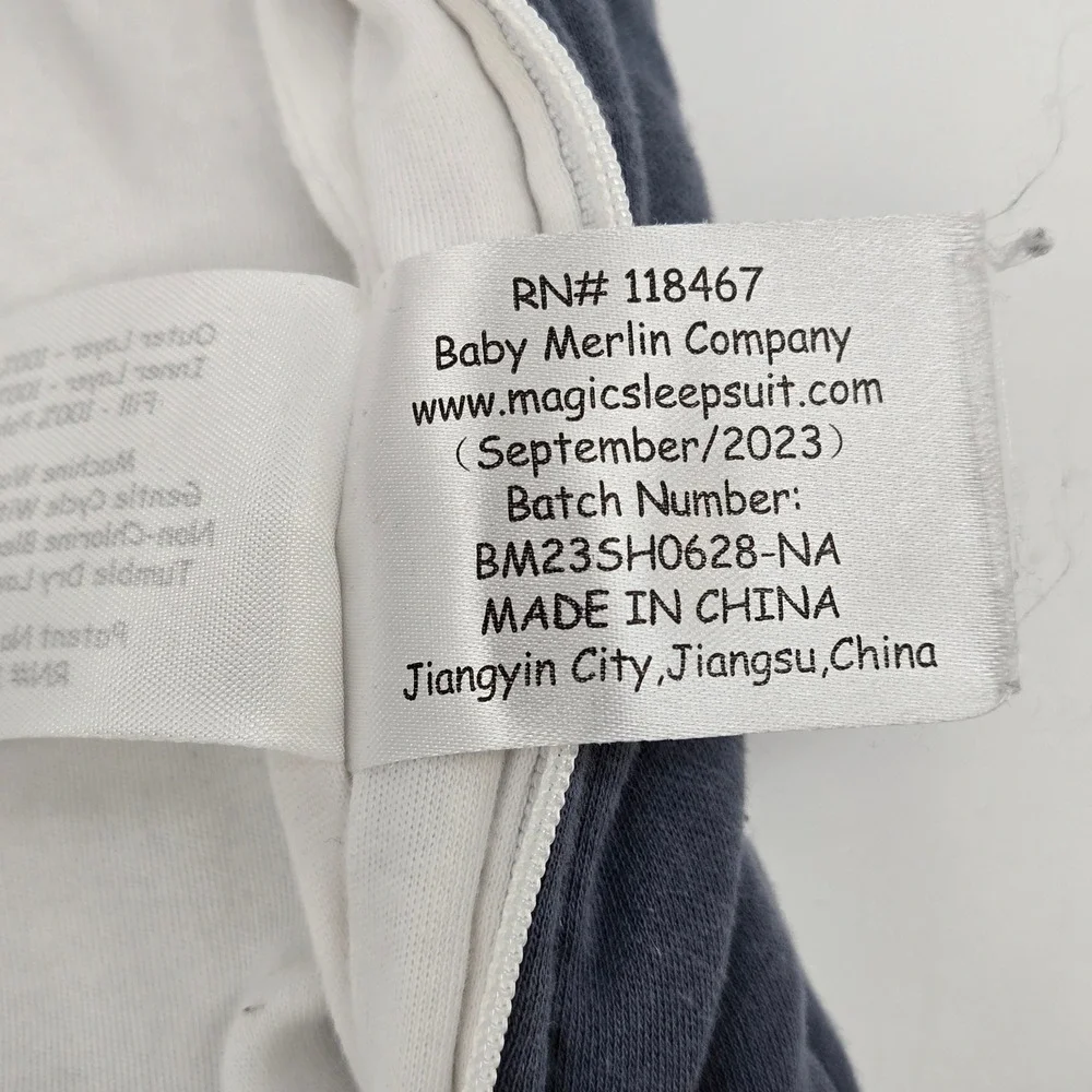 Baby Merlin's Magic Sleepsuit Small 3-6 Months Blue Cotton Swaddle Transition